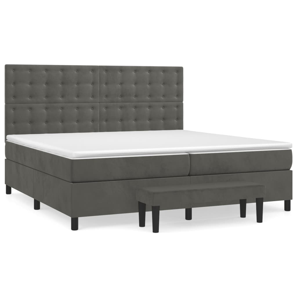 Boxspring met matras fluweel donkergrijs 200x200 cm is nu te koop bij PeponiXL, paradijselijk wonen!