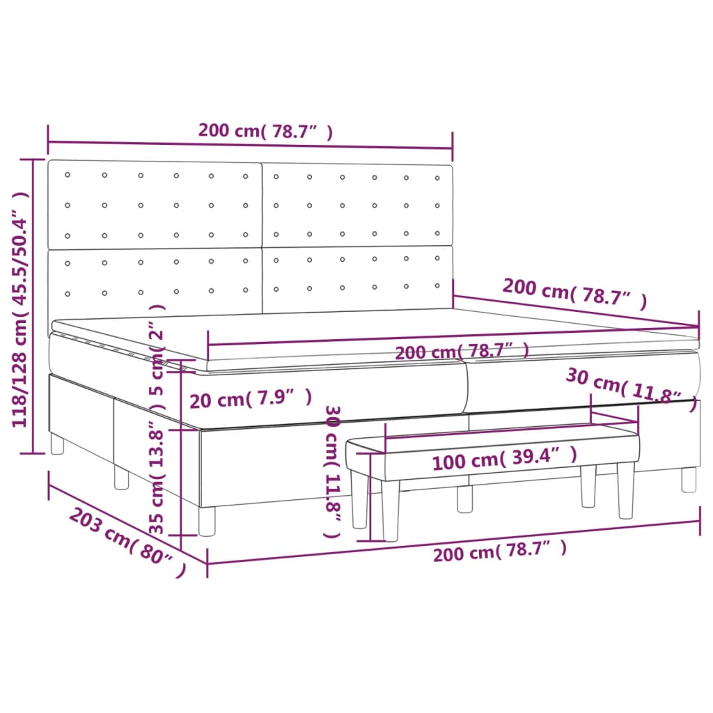 Boxspring met matras fluweel donkergrijs 200x200 cm is nu te koop bij PeponiXL, paradijselijk wonen!