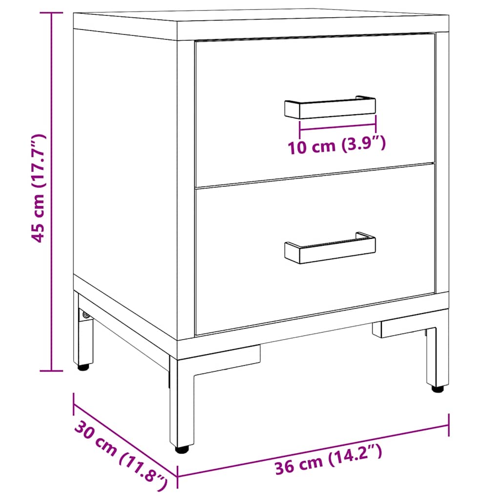 Nachtkastjes 2 st 36x30x45 cm massief grenenhout zwart is nu te koop bij PeponiXL, paradijselijk wonen!
