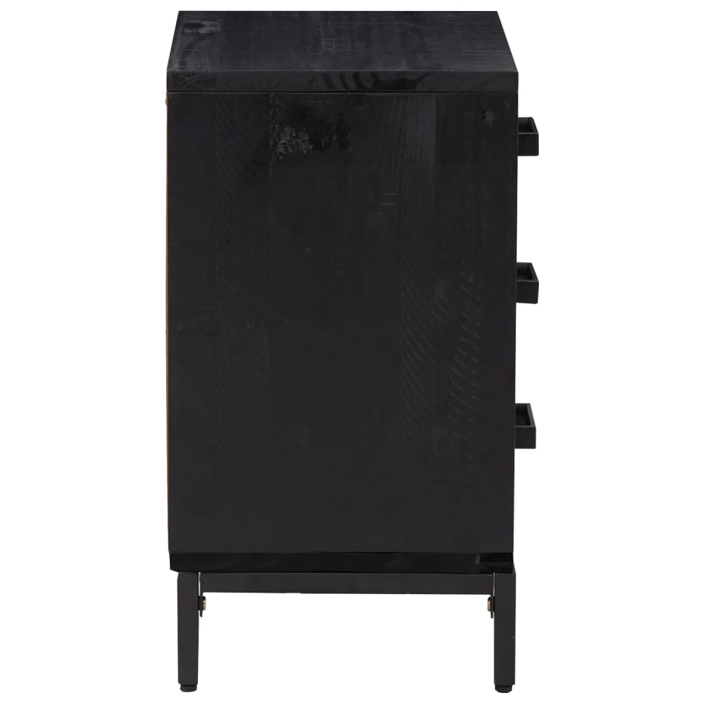 Nachtkastjes 2 st 40x30x55 cm massief grenenhout zwart is nu te koop bij PeponiXL, paradijselijk wonen!