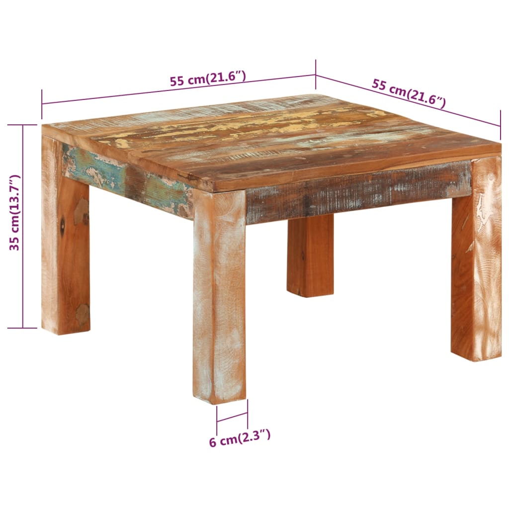 Salontafel 55x55x35 cm massief gerecycled hout is nu te koop bij PeponiXL, paradijselijk wonen!