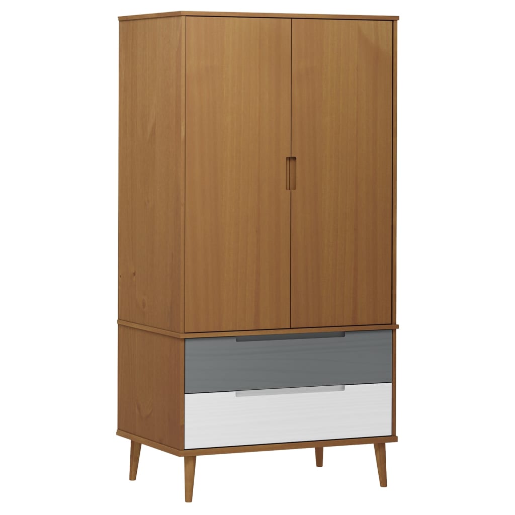 Kledingkast MOLDE 90x55x175 cm massief grenenhout bruin is nu te koop bij PeponiXL, paradijselijk wonen!