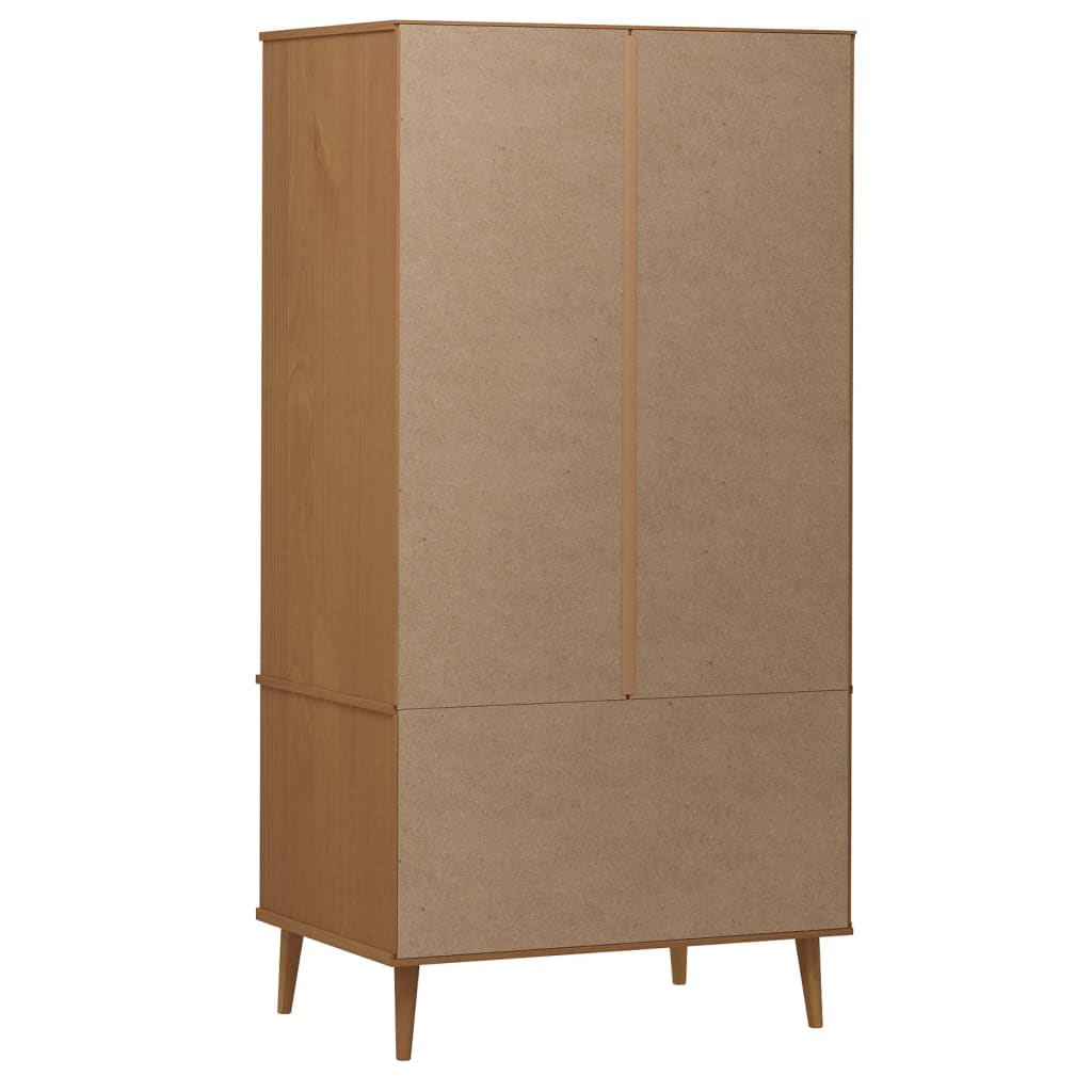 Kledingkast MOLDE 90x55x175 cm massief grenenhout bruin is nu te koop bij PeponiXL, paradijselijk wonen!