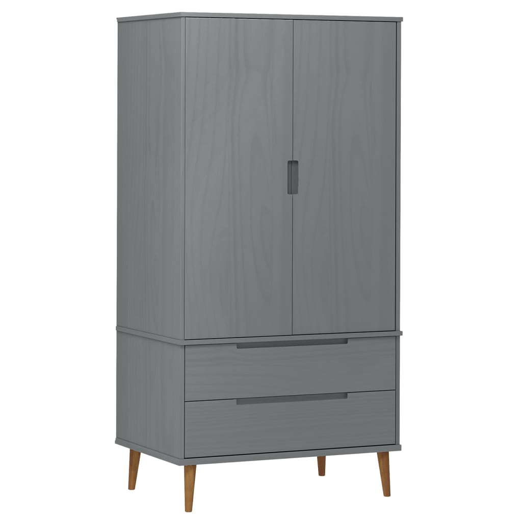 Kledingkast MOLDE 90x55x175 cm massief grenenhout grijs is nu te koop bij PeponiXL, paradijselijk wonen!