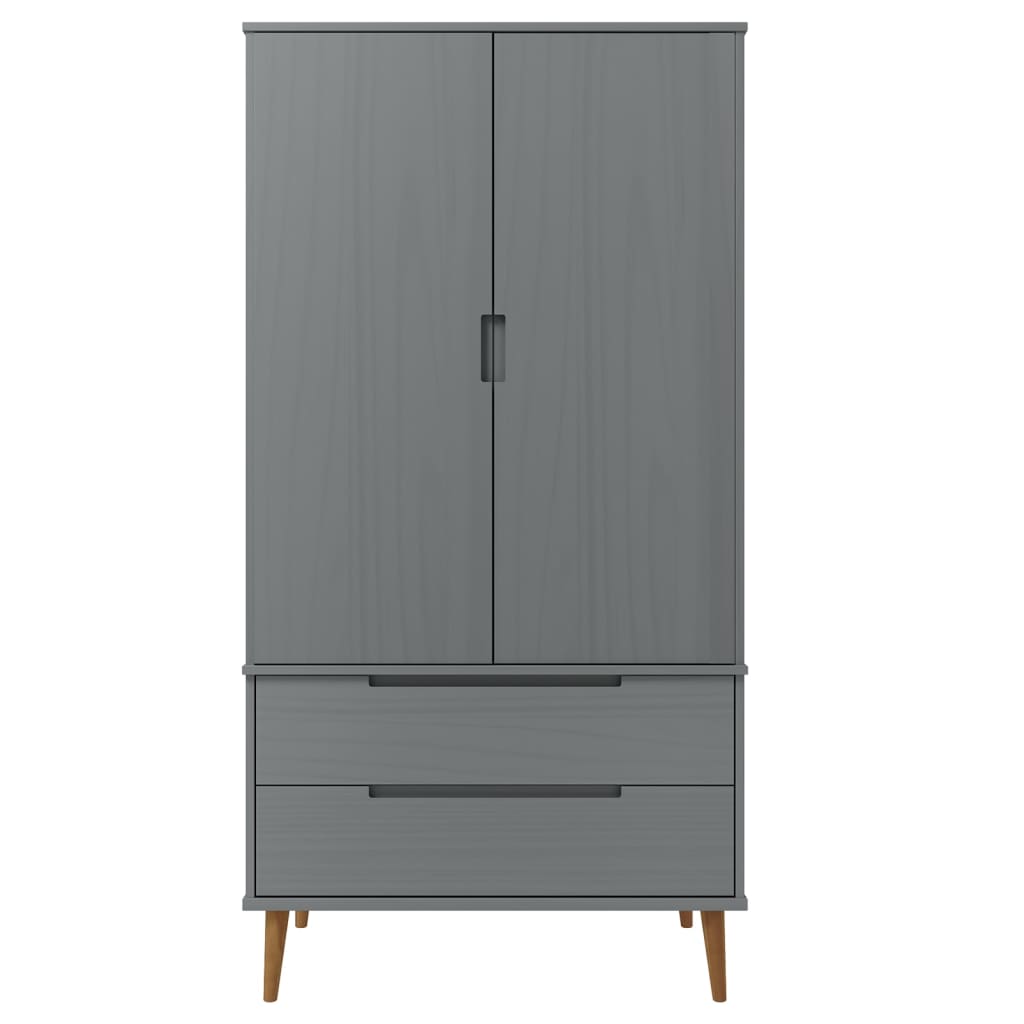 Kledingkast MOLDE 90x55x175 cm massief grenenhout grijs is nu te koop bij PeponiXL, paradijselijk wonen!