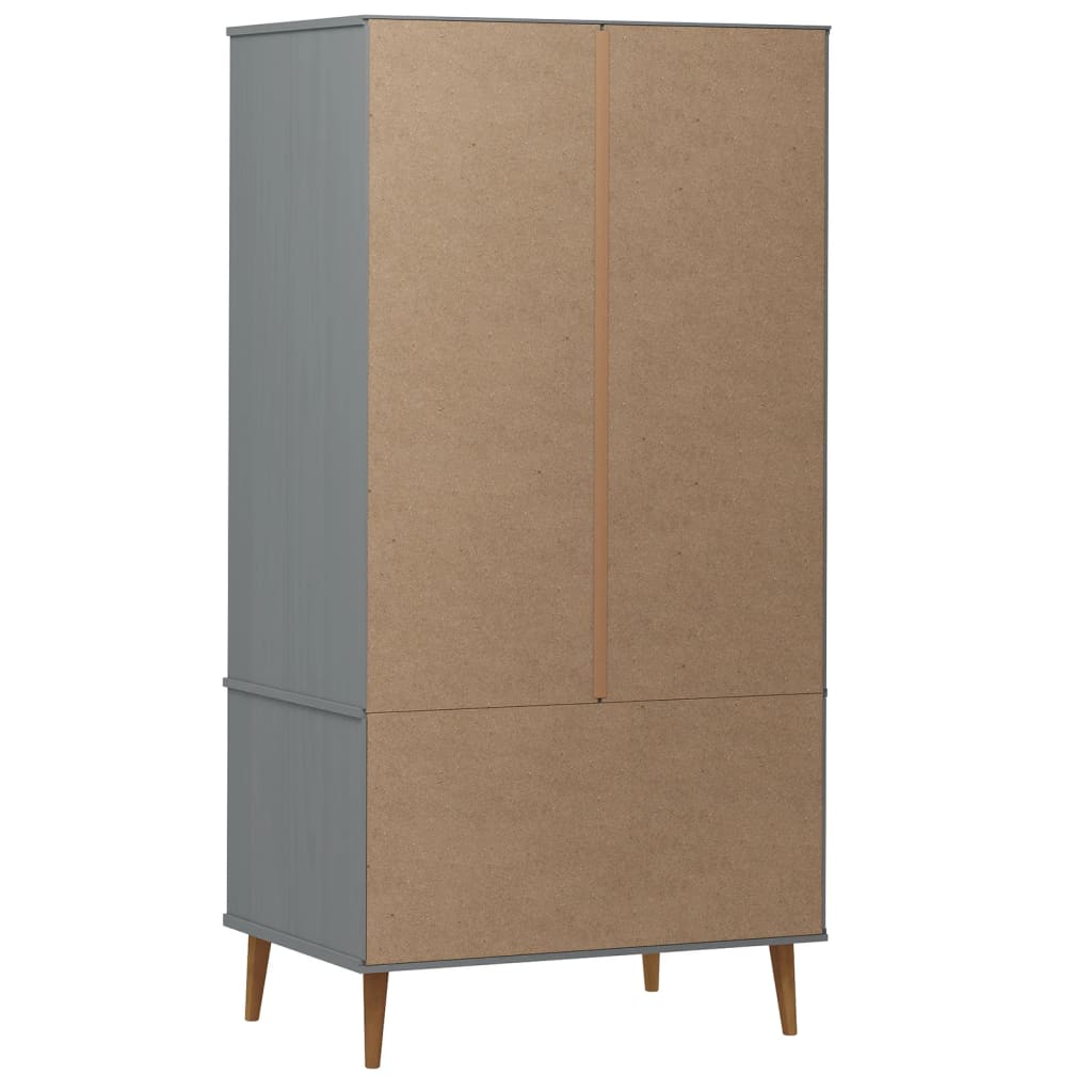 Kledingkast MOLDE 90x55x175 cm massief grenenhout grijs is nu te koop bij PeponiXL, paradijselijk wonen!