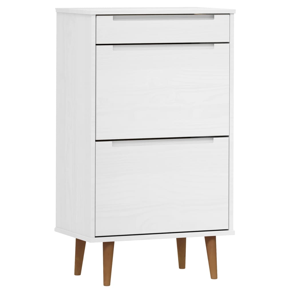 Schoenenkast MOLDE 59,5x35x103 cm massief grenenhout wit is nu te koop bij PeponiXL, paradijselijk wonen!