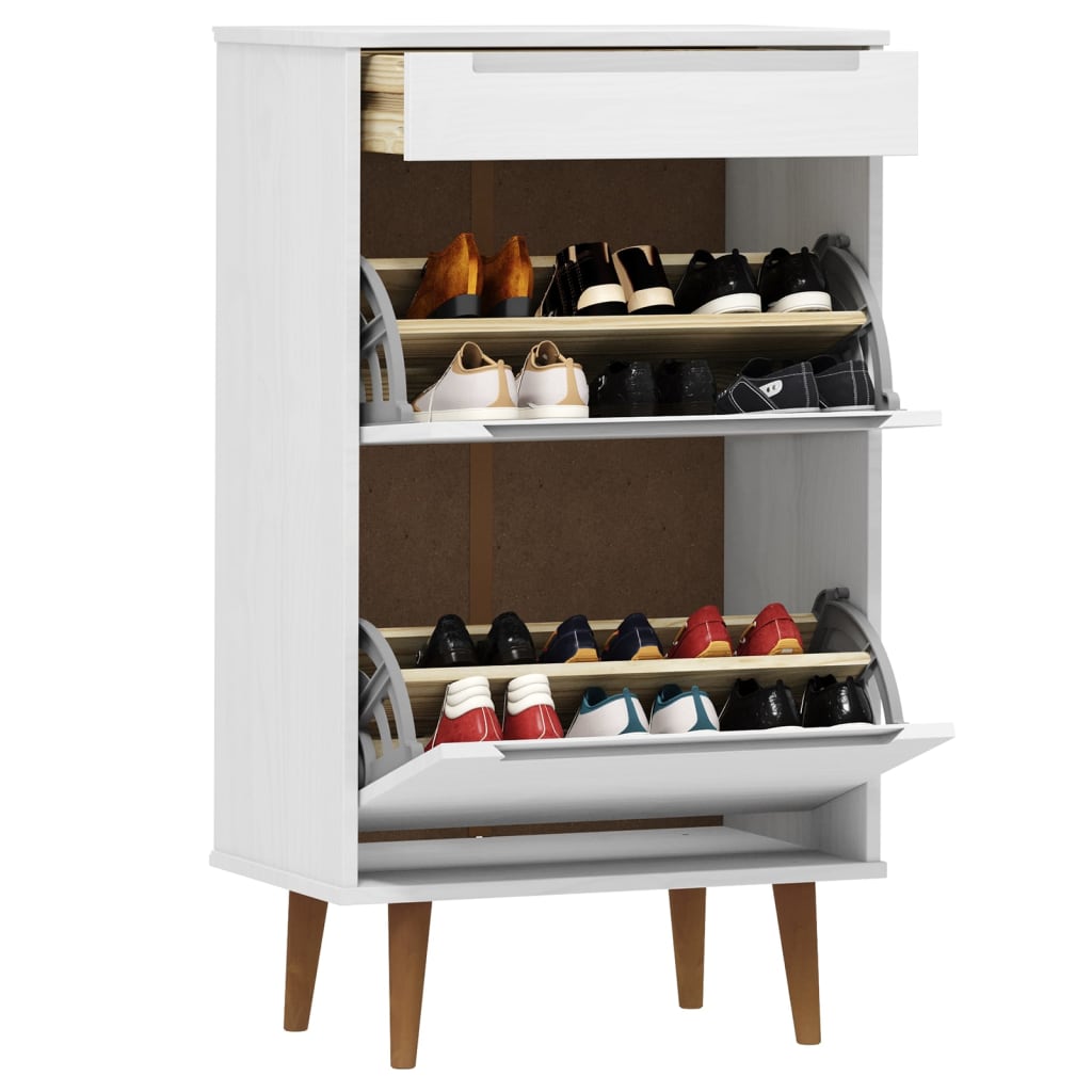 Schoenenkast MOLDE 59,5x35x103 cm massief grenenhout wit is nu te koop bij PeponiXL, paradijselijk wonen!