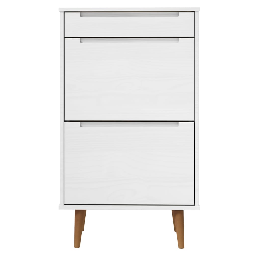 Schoenenkast MOLDE 59,5x35x103 cm massief grenenhout wit is nu te koop bij PeponiXL, paradijselijk wonen!