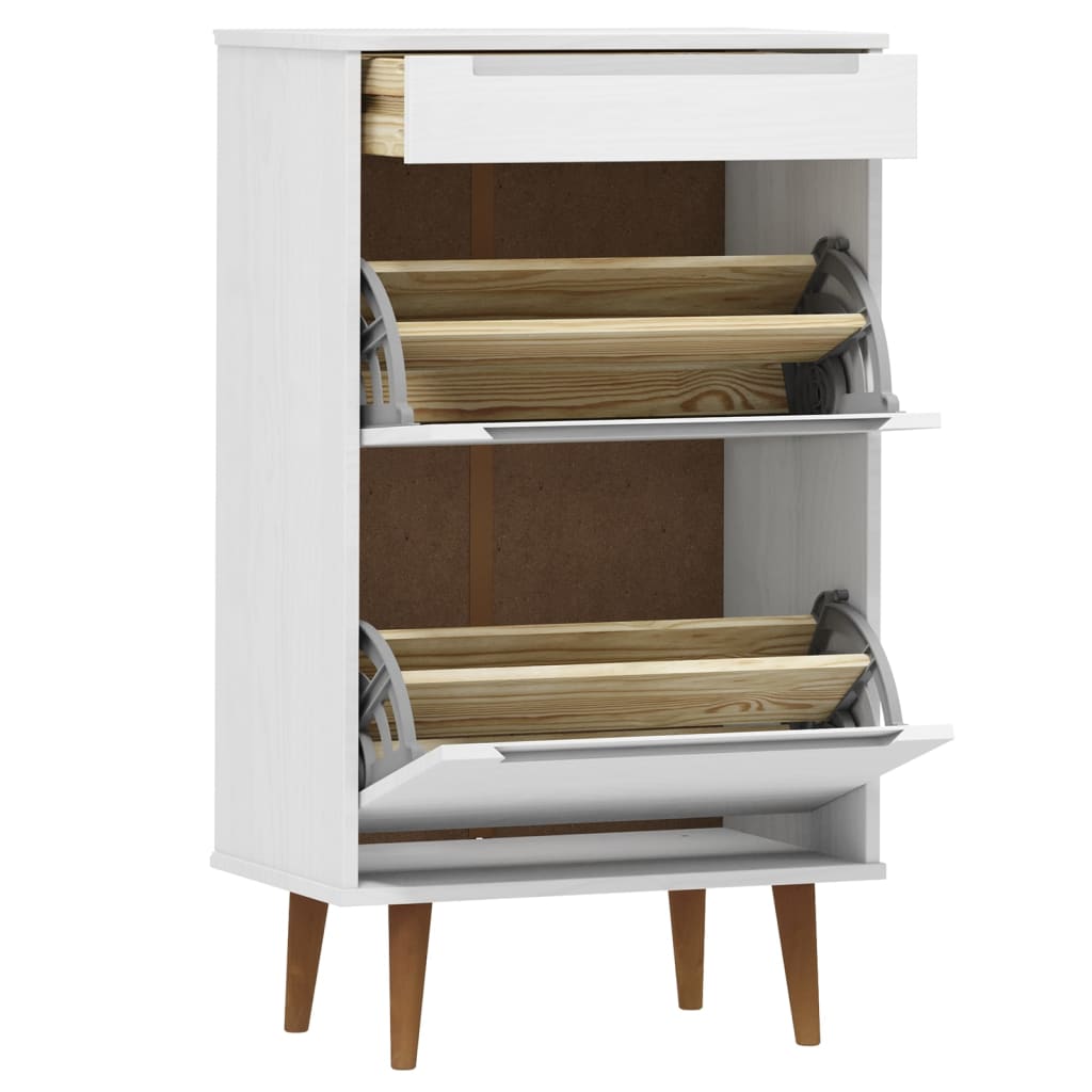 Schoenenkast MOLDE 59,5x35x103 cm massief grenenhout wit is nu te koop bij PeponiXL, paradijselijk wonen!