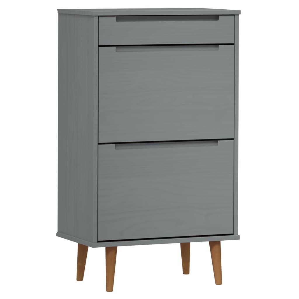 Schoenenkast MOLDE 59,5x35x103 cm massief grenenhout grijs is nu te koop bij PeponiXL, paradijselijk wonen!