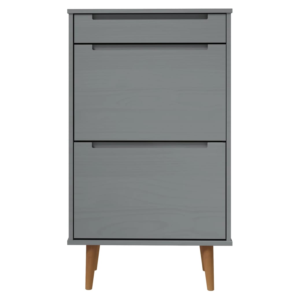 Schoenenkast MOLDE 59,5x35x103 cm massief grenenhout grijs is nu te koop bij PeponiXL, paradijselijk wonen!