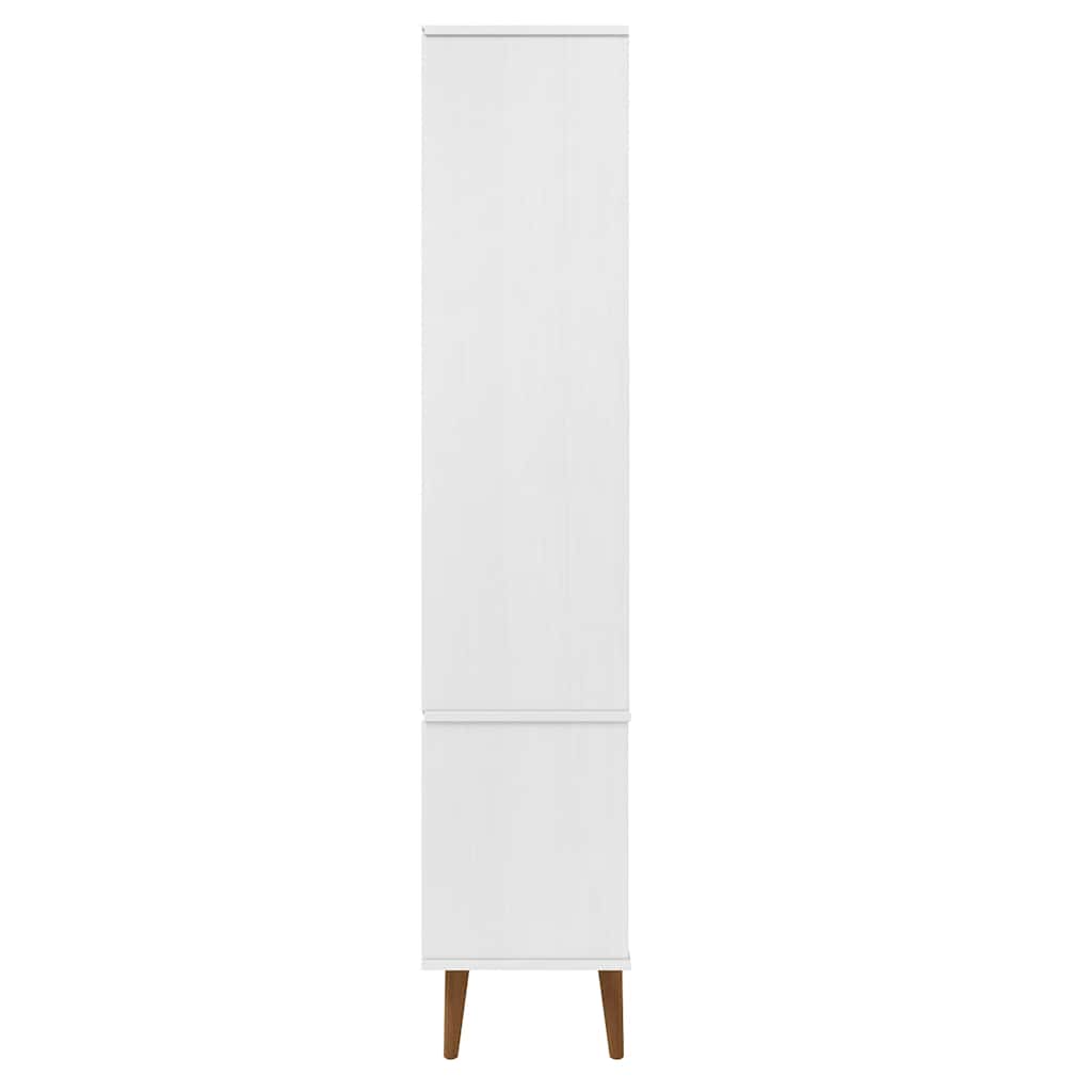 Vitrinekast MOLDE 90x35x175 cm massief grenenhout wit is nu te koop bij PeponiXL, paradijselijk wonen!