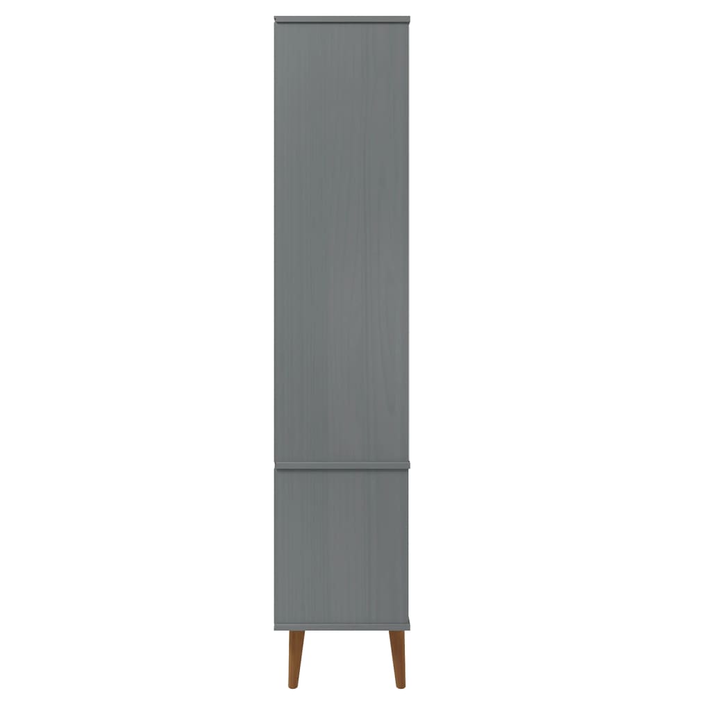 Vitrinekast MOLDE 90x35x175 cm massief grenenhout grijs is nu te koop bij PeponiXL, paradijselijk wonen!