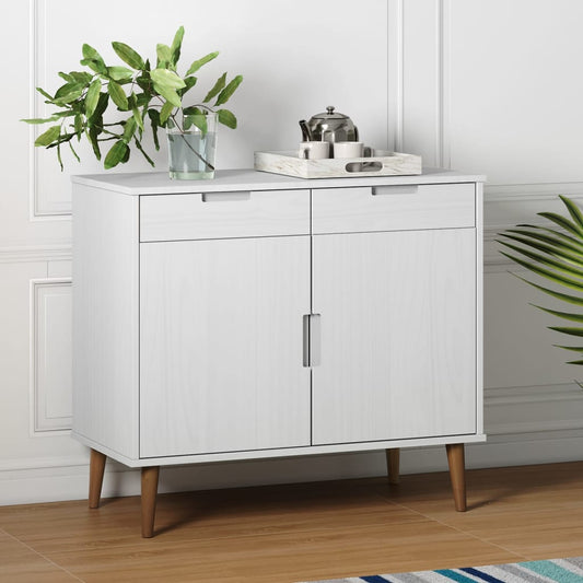 Dressoir MOLDE 90x40x80 cm massief grenenhout wit is nu te koop bij PeponiXL, paradijselijk wonen!