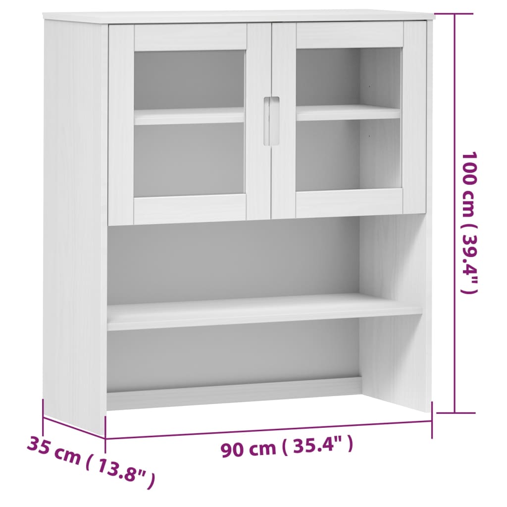 Opzetkast MOLDE 90x35x100 cm massief grenenhout wit is nu te koop bij PeponiXL, paradijselijk wonen!