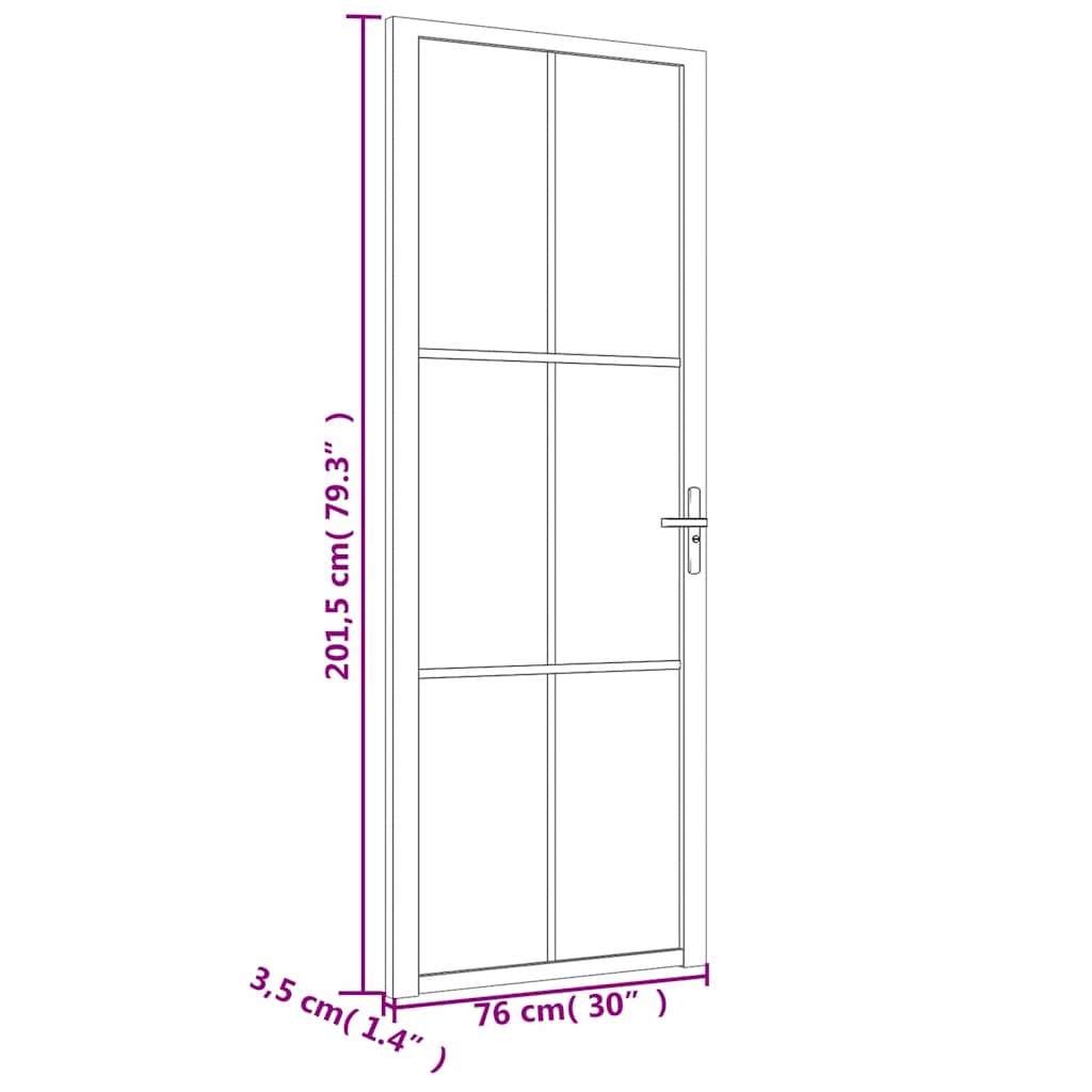 Binnendeur 76x201,5 cm ESG-glas en aluminium wit is nu te koop bij PeponiXL, paradijselijk wonen!