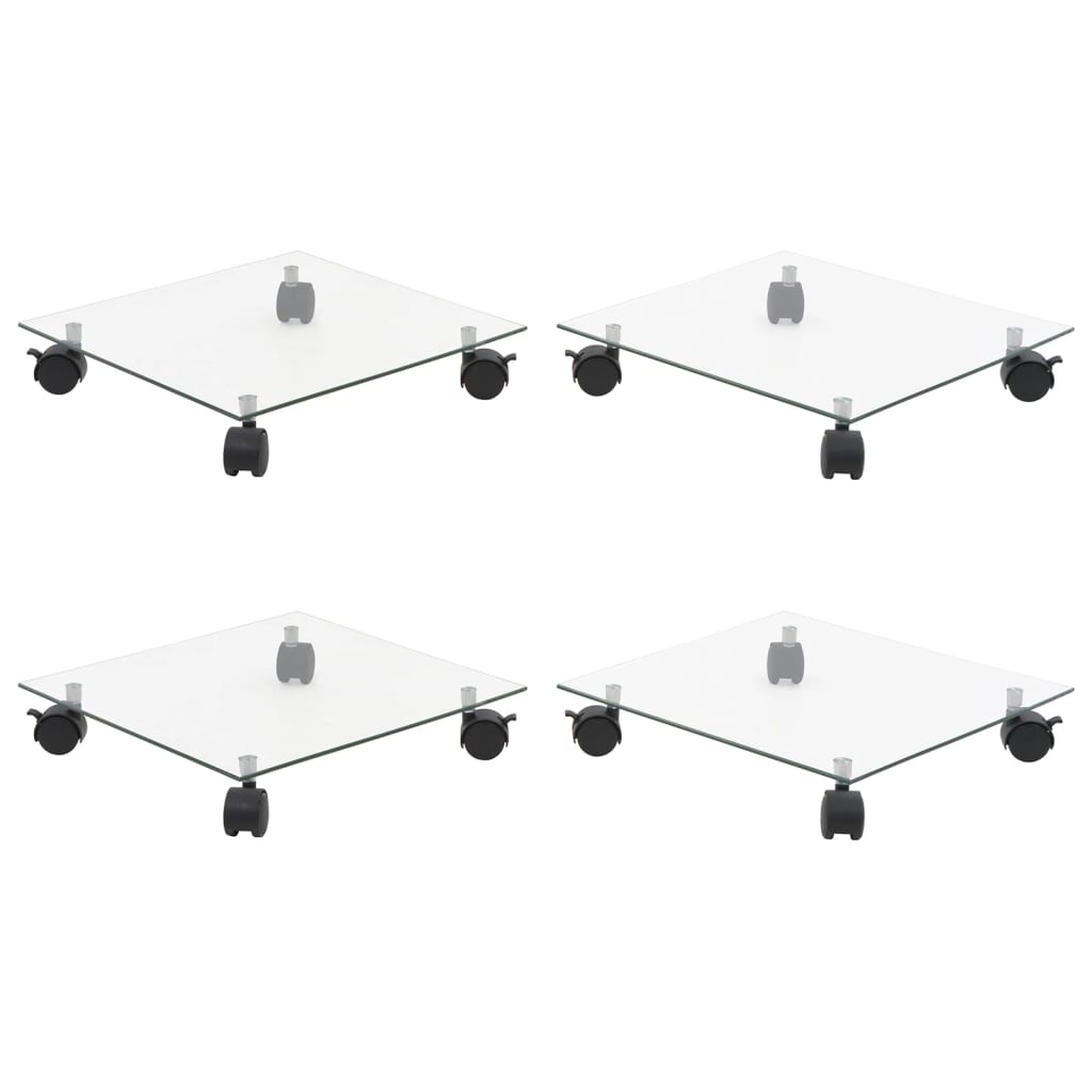 Plantenrollers 4 st vierkant 35x35 cm gehard glas is nu te koop bij PeponiXL, paradijselijk wonen!