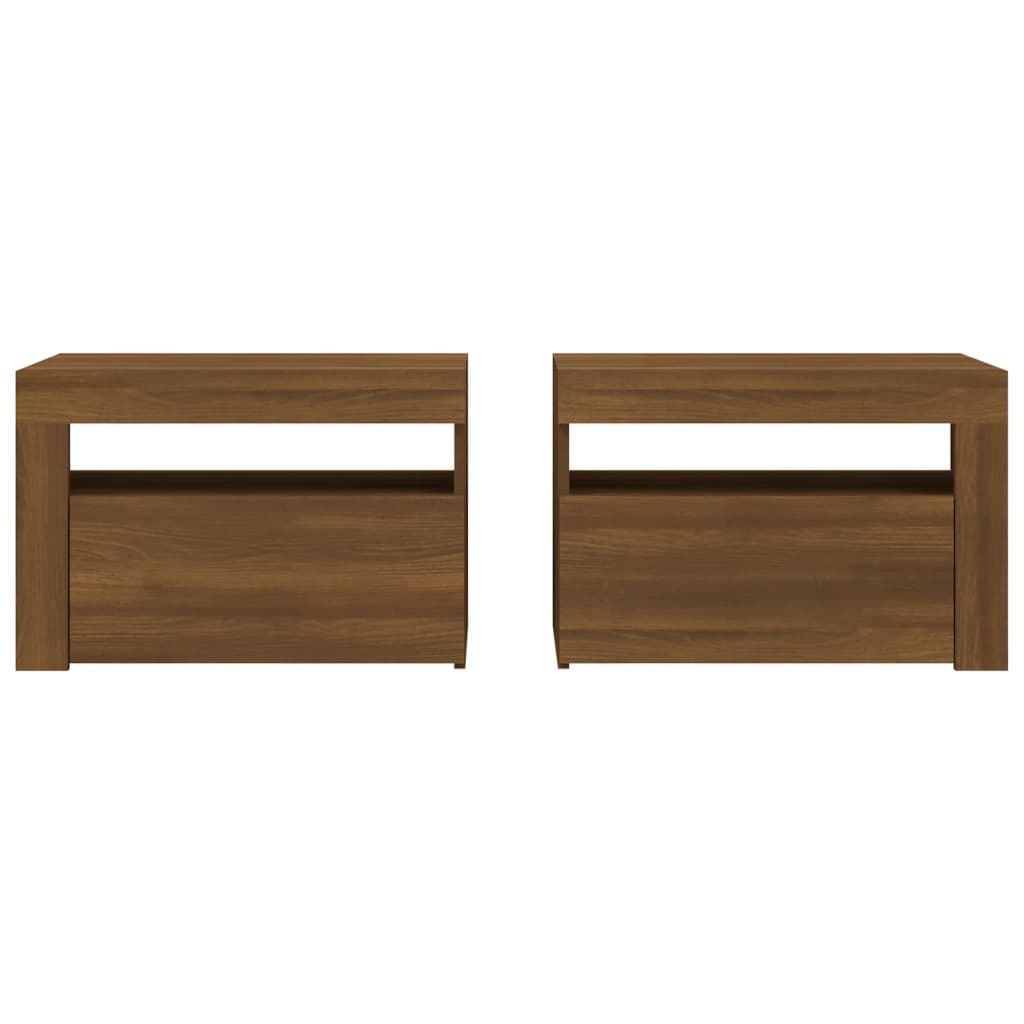 Nachtkastjes 2 st met LED-verlichting 60x35x40 cm bruineiken is nu te koop bij PeponiXL, paradijselijk wonen!