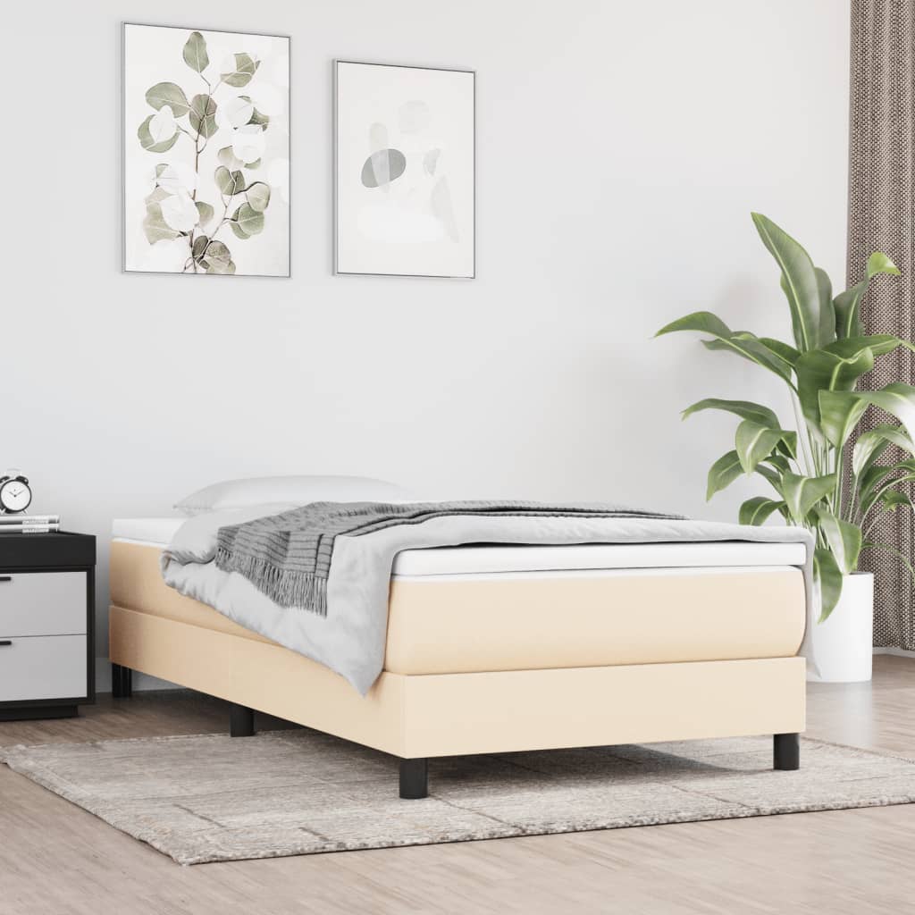 Boxspring met matras stof crèmekleurig 80x200 cm is nu te koop bij PeponiXL, paradijselijk wonen!