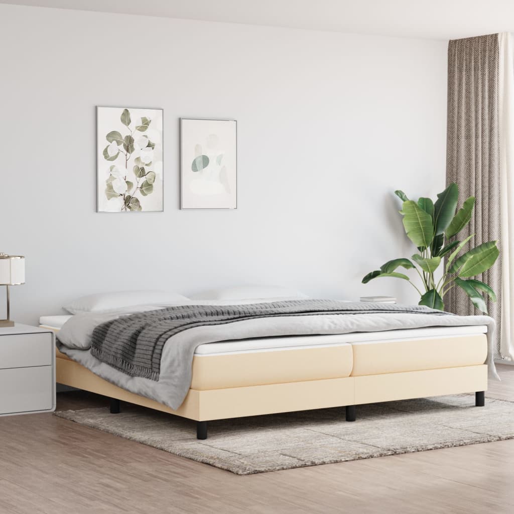 Boxspring met matras stof crèmekleurig 200x200 cm is nu te koop bij PeponiXL, paradijselijk wonen!