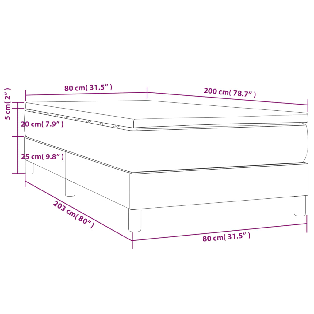 Boxspring met matras stof taupe 80x200 cm is nu te koop bij PeponiXL, paradijselijk wonen!