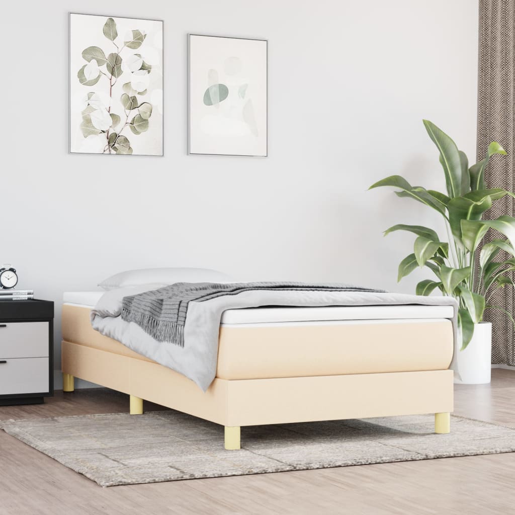 Boxspring met matras stof crèmekleurig 80x200 cm is nu te koop bij PeponiXL, paradijselijk wonen!