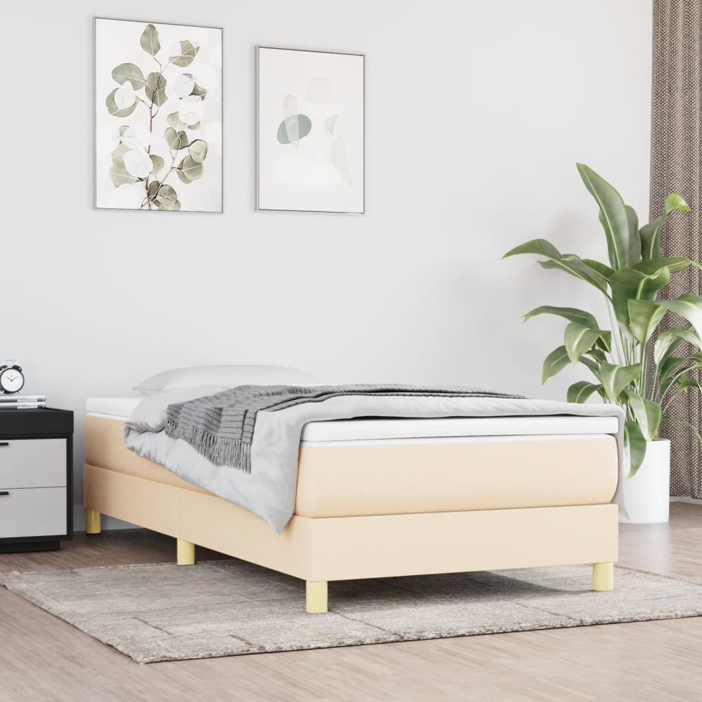 Boxspring met matras stof crèmekleurig 90x190 cm is nu te koop bij PeponiXL, paradijselijk wonen!