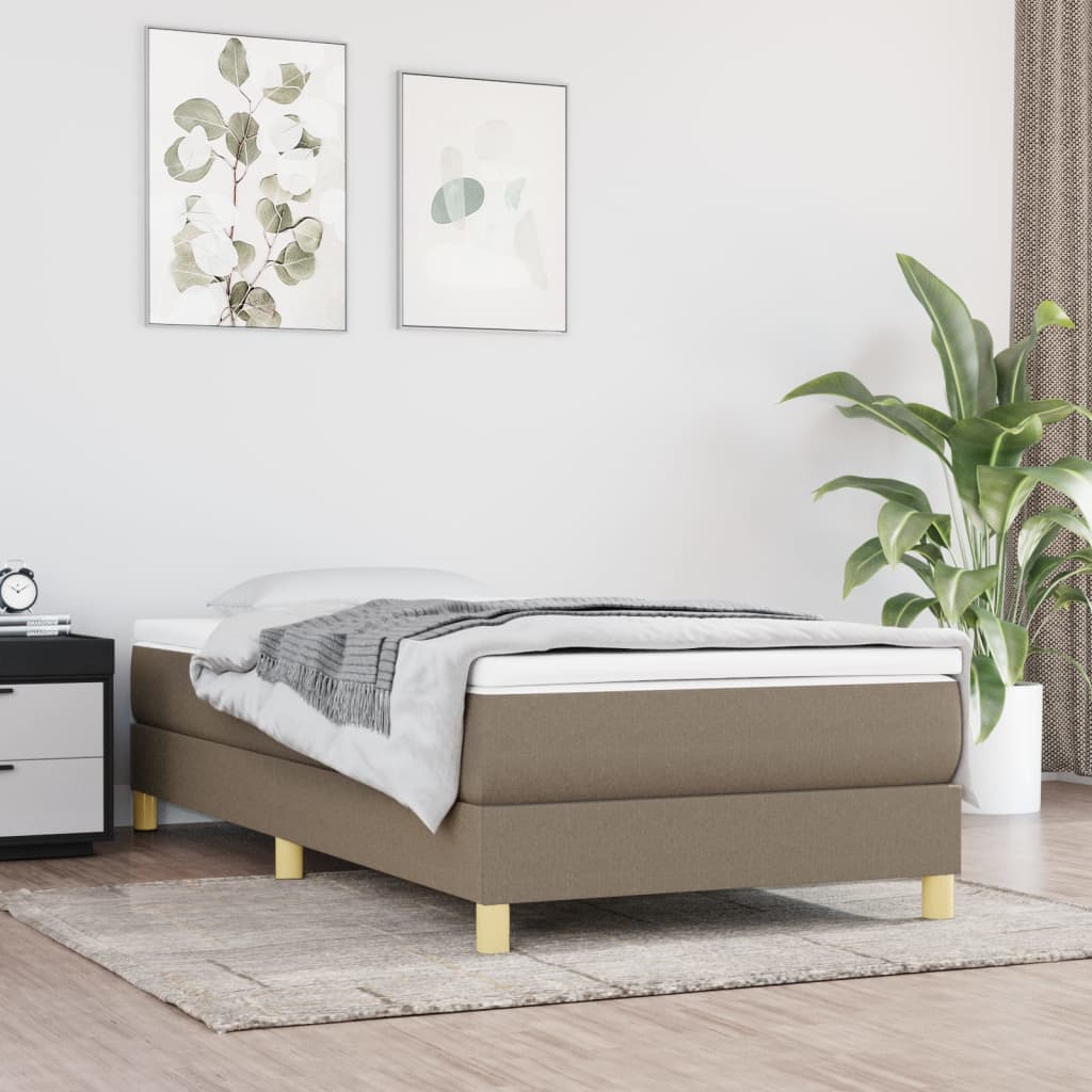 Boxspring met matras stof taupe 100x200 cm is nu te koop bij PeponiXL, paradijselijk wonen!