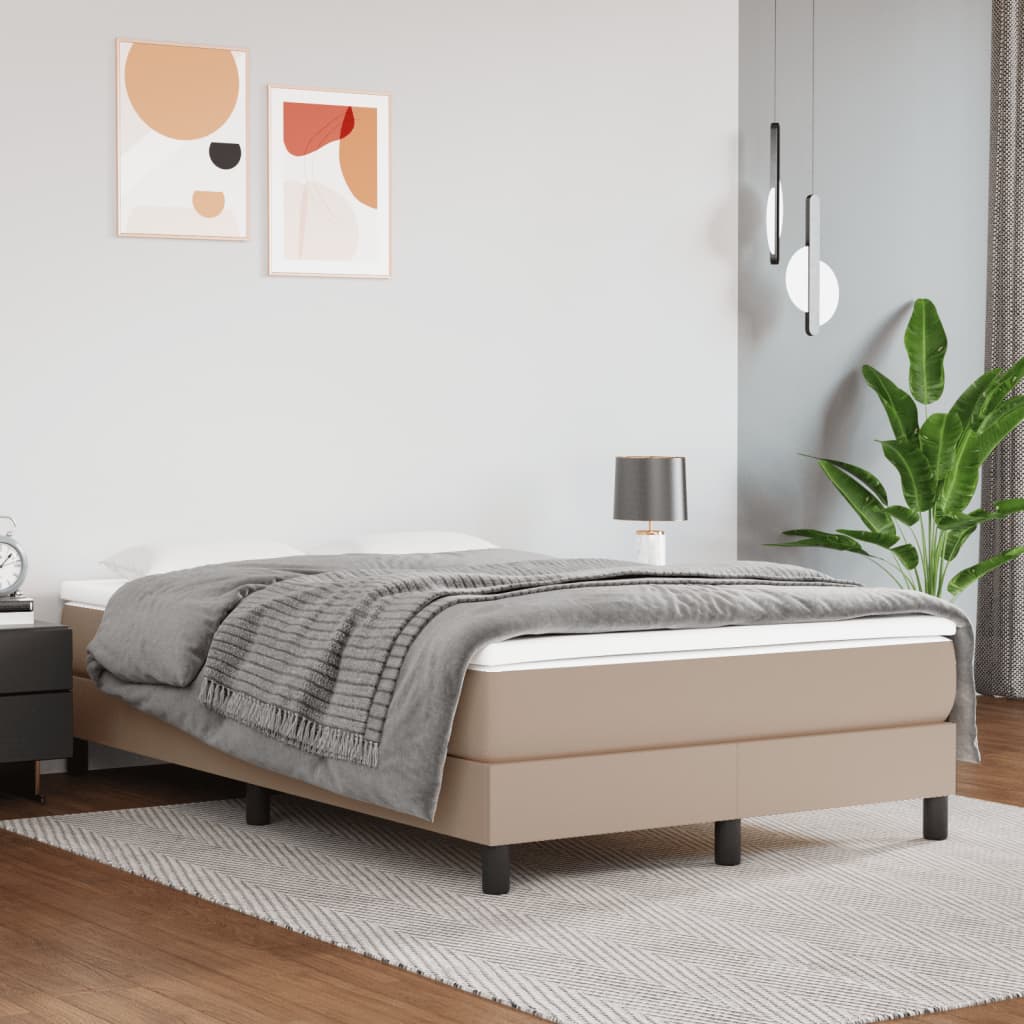 Boxspring met matras kunstleer cappuccinokleurig 120x200 cm is nu te koop bij PeponiXL, paradijselijk wonen!