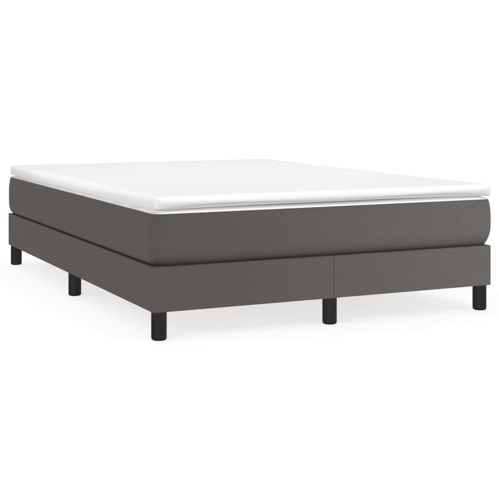Boxspring met matras kunstleer grijs 140x190 cm is nu te koop bij PeponiXL, paradijselijk wonen!