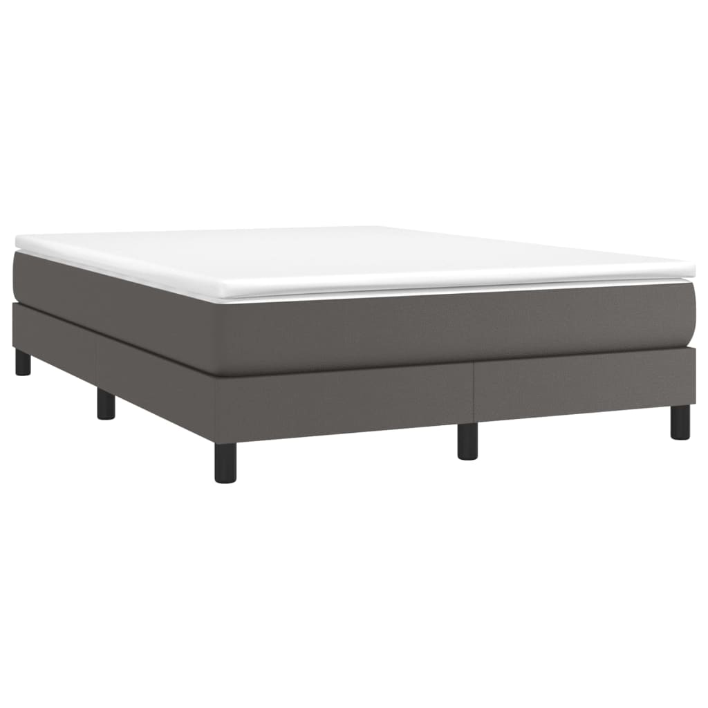 Boxspring met matras kunstleer grijs 140x190 cm is nu te koop bij PeponiXL, paradijselijk wonen!