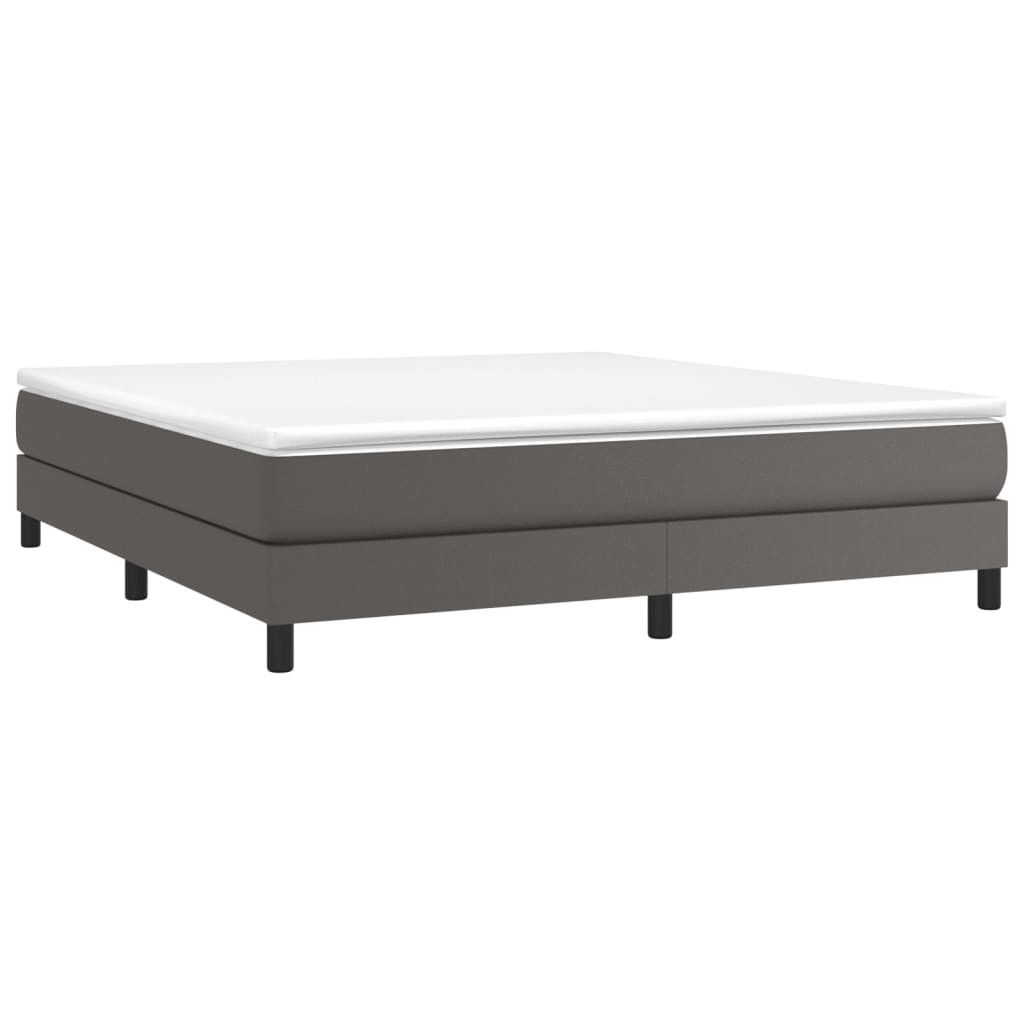 Boxspring met matras kunstleer grijs 160x200 cm is nu te koop bij PeponiXL, paradijselijk wonen!