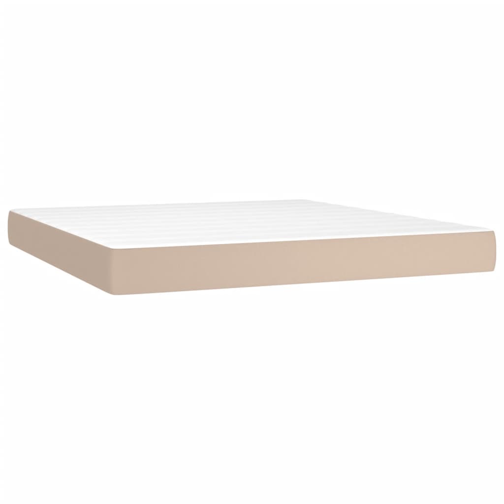 Boxspring met matras kunstleer cappuccinokleurig 160x200 cm is nu te koop bij PeponiXL, paradijselijk wonen!