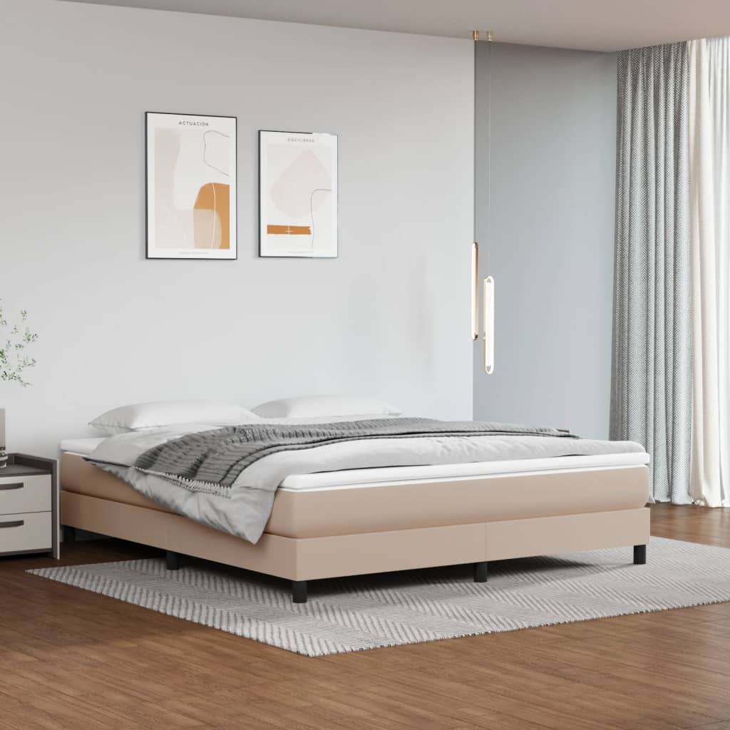 Boxspring met matras kunstleer cappuccinokleurig 160x200 cm is nu te koop bij PeponiXL, paradijselijk wonen!