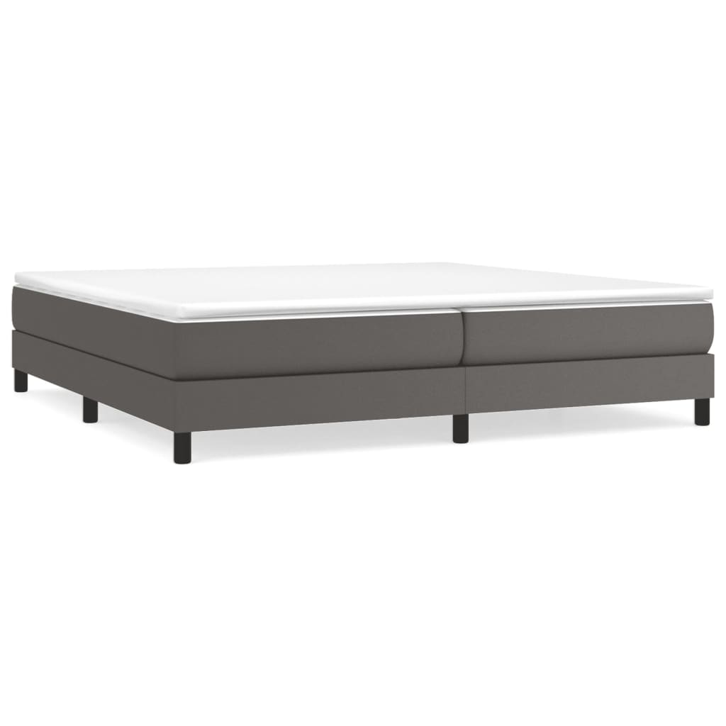 Boxspring met matras kunstleer grijs 200x200 cm is nu te koop bij PeponiXL, paradijselijk wonen!