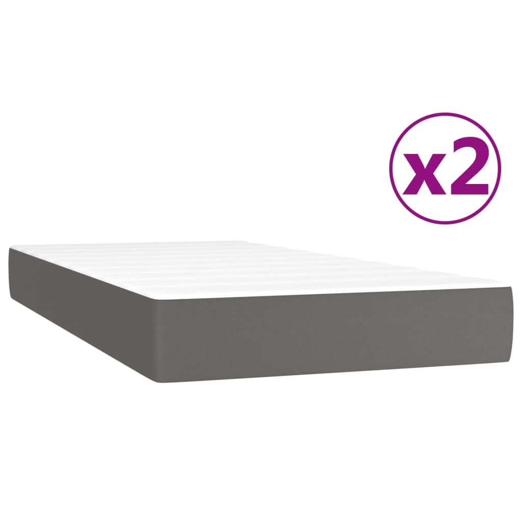 Boxspring met matras kunstleer grijs 200x200 cm is nu te koop bij PeponiXL, paradijselijk wonen!