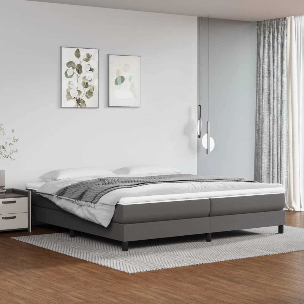 Boxspring met matras kunstleer grijs 200x200 cm is nu te koop bij PeponiXL, paradijselijk wonen!