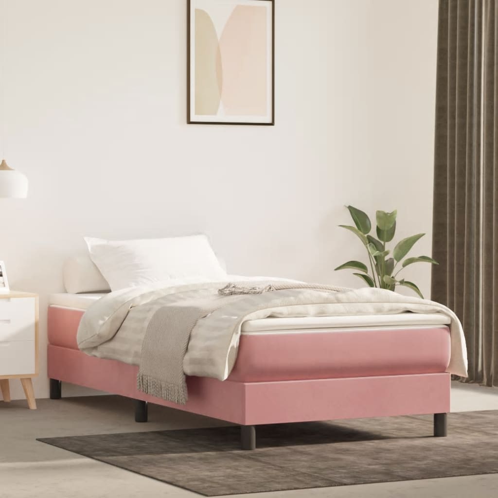 Boxspring met matras fluweel roze 80x200 cm is nu te koop bij PeponiXL, paradijselijk wonen!