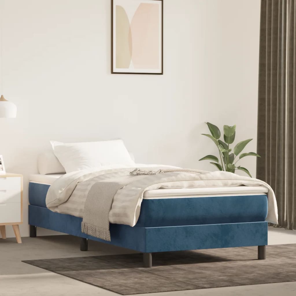 Boxspring met matras fluweel donkerblauw 90x190 cm is nu te koop bij PeponiXL, paradijselijk wonen!