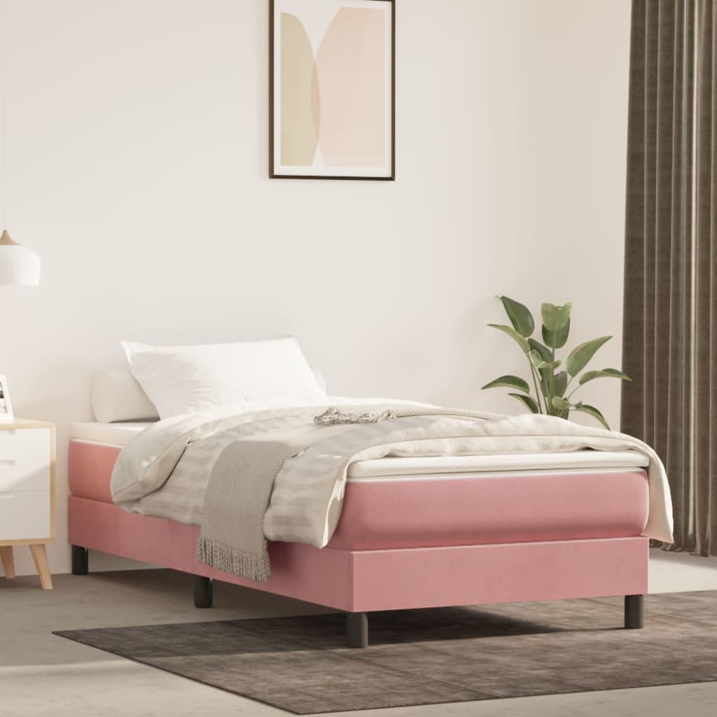 Boxspring met matras fluweel roze 90x190 cm is nu te koop bij PeponiXL, paradijselijk wonen!