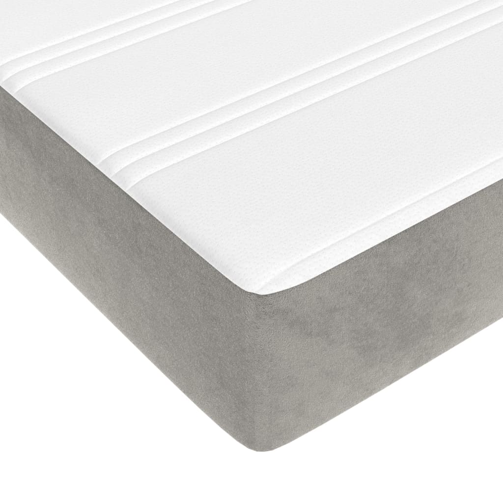 Boxspring met matras fluweel lichtgrijs 120x200 cm is nu te koop bij PeponiXL, paradijselijk wonen!