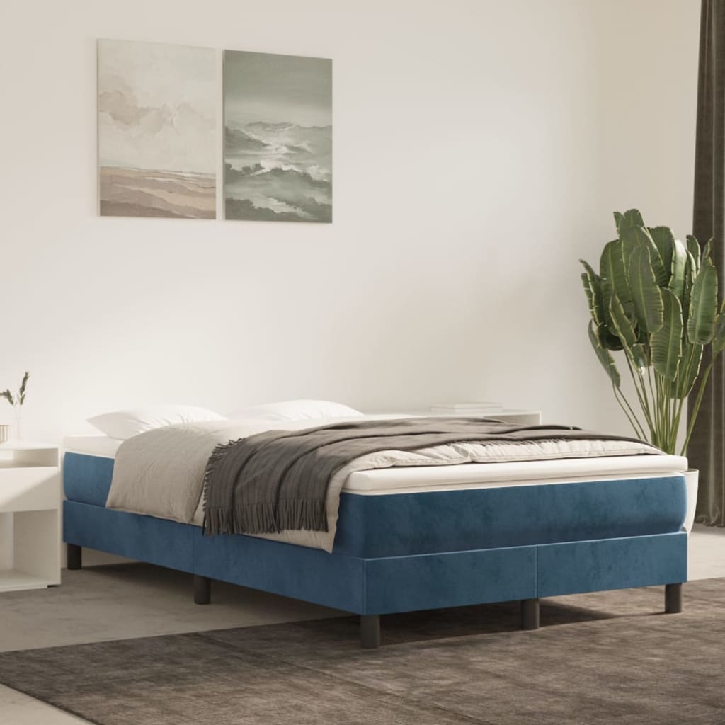 Boxspring met matras fluweel donkerblauw 120x200 cm is nu te koop bij PeponiXL, paradijselijk wonen!