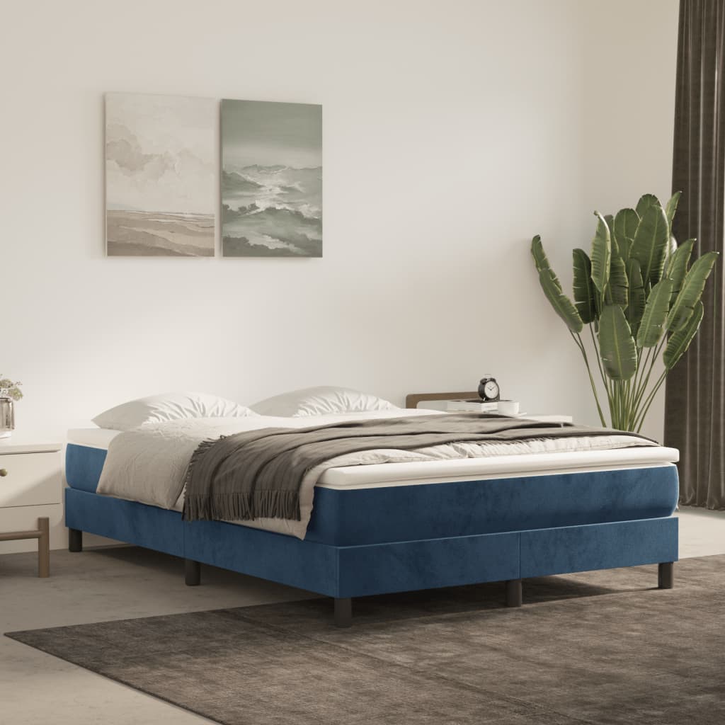 Boxspring met matras fluweel donkerblauw 140x200 cm is nu te koop bij PeponiXL, paradijselijk wonen!