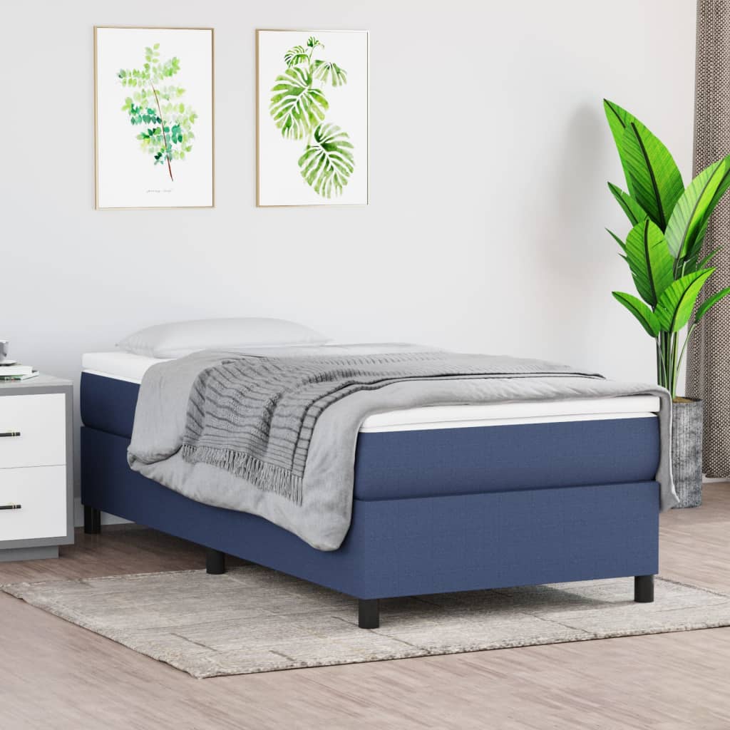 Boxspring met matras stof blauw 90x190 cm is nu te koop bij PeponiXL, paradijselijk wonen!