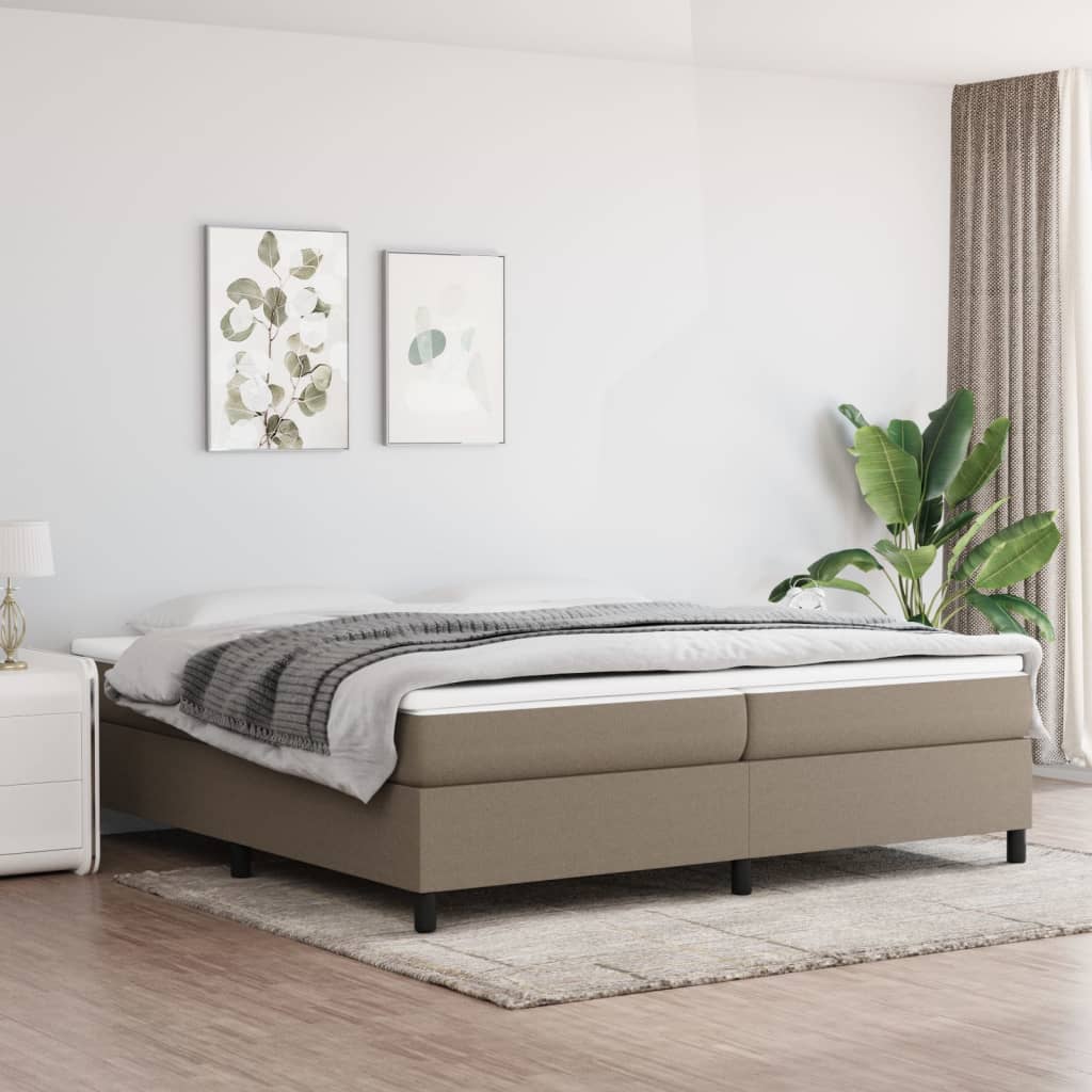 Boxspring met matras stof taupe 200x200 cm is nu te koop bij PeponiXL, paradijselijk wonen!