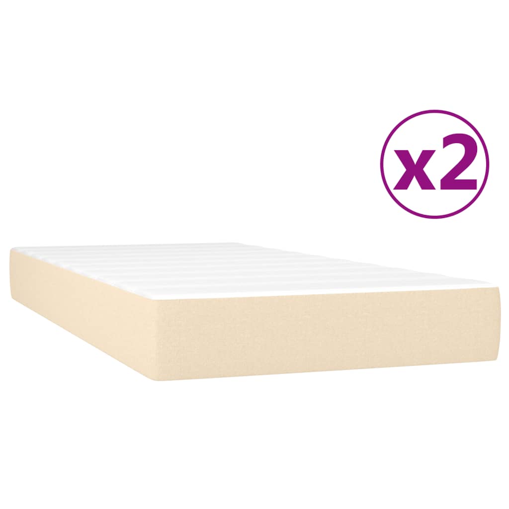 Boxspring met matras stof crèmekleurig 200x200 cm is nu te koop bij PeponiXL, paradijselijk wonen!