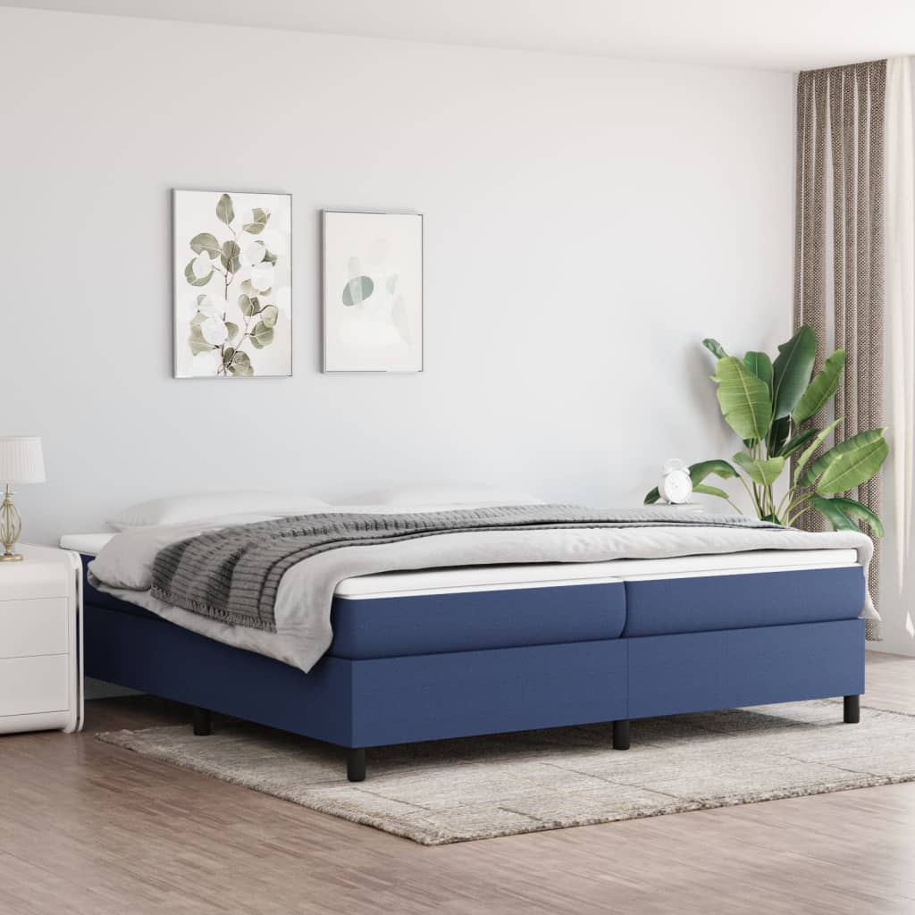 Boxspring met matras stof blauw 200x200 cm is nu te koop bij PeponiXL, paradijselijk wonen!