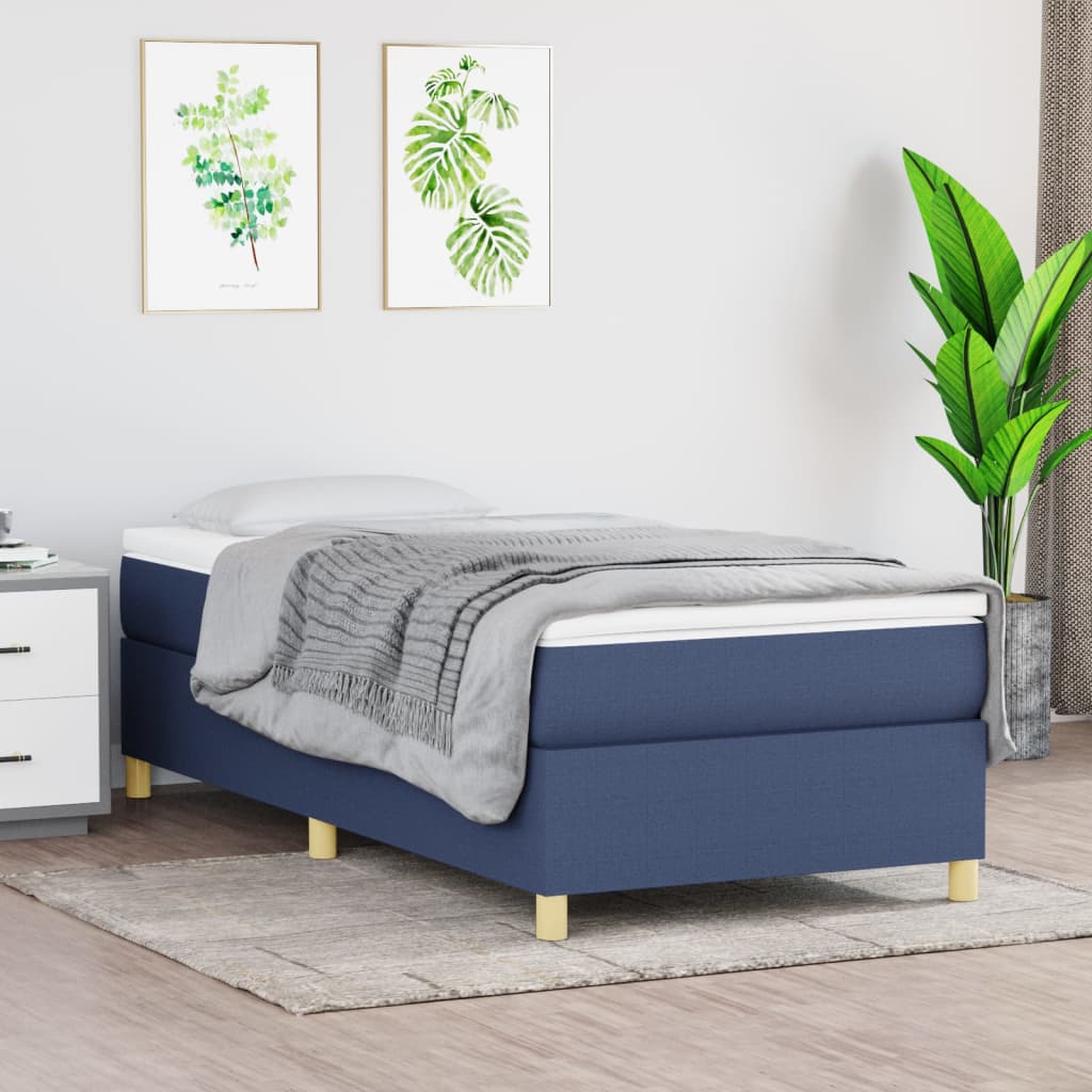 Boxspring met matras stof blauw 90x190 cm is nu te koop bij PeponiXL, paradijselijk wonen!