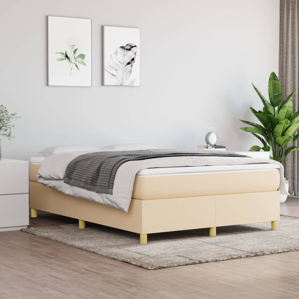 Boxspring met matras stof crèmekleurig 140x190 cm is nu te koop bij PeponiXL, paradijselijk wonen!